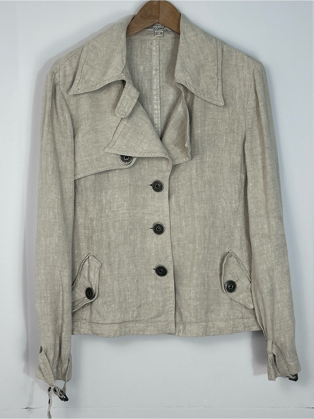 Bandolera 100% Linen Light Beige Jacket Size UK 16 EU 42 US12